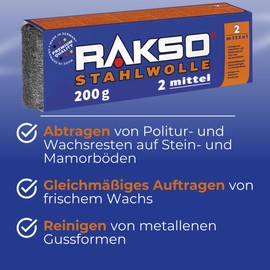 Rakso COX980952 Coarse-2 Steel Wool, Grey, 200 g