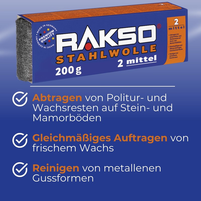 Rakso COX980952 Coarse-2 Steel Wool, Grey, 200 g