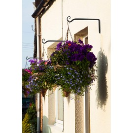 Mkono Wall Hook Hanging Plant Bracket Decorative Straight Plant Hanger for Bird Feeders, Planters, Lanterns, Wind Chimes Indoor Outdoor 10 inch, 2 Pack, Black