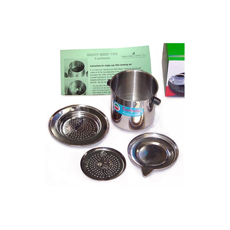 Vietnamese Traditional Coffee Phin Filter 8 Ounce, Gravity Insert