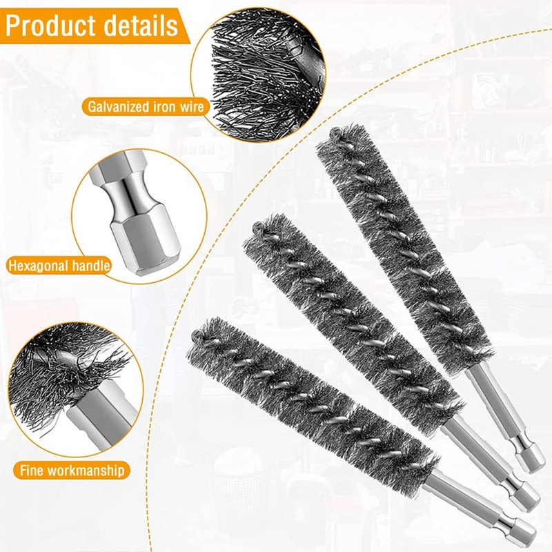 AOKLIT 10 Pieces Wire Brush Drill Bore Cleaning Brush Set