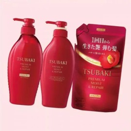 Tsubaki 츠바키 프리미엄 모이스트 리페어 헤어 3종 세트 1세트 4624319 Camellia Premium Moist Repair Hair 3-Piece Set [[Authenticity Guaranteed] 1 Set]