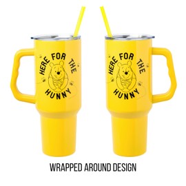 Silver Buffalo Winnie the Pooh Here for Hunny 40oz Stainless Steel Tumbler with Handle