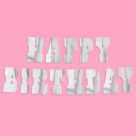 xo, Fetti Mirrored Silver Western Birthday Banner 5 Ft. | Happy Bday Party Decoration, HBD Cowboy, Cowgirl Photo Booth Backdrop, Rodeo Theme Supplies