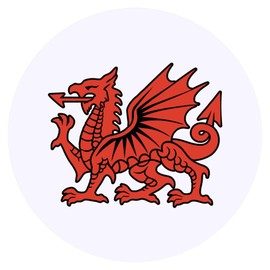 24 x 40mm Round 'Welsh Red Dragon' Stickers (SK00067307)