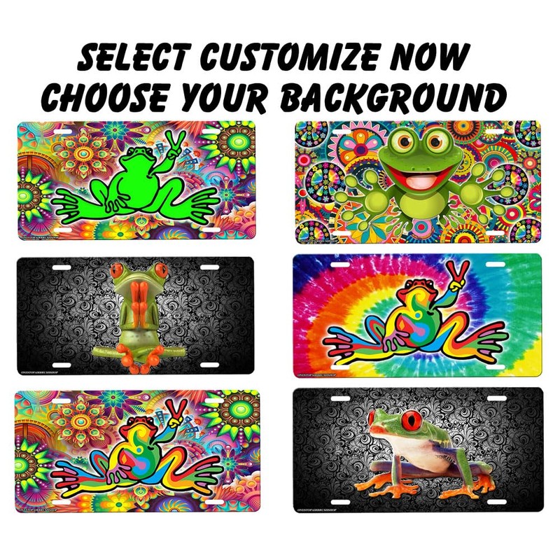 Peace Frog Novelty Car Tag Vanity Plate Metal Sign with