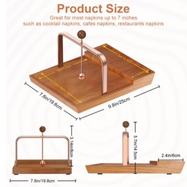 Napkin and shaker holder, Wood Napkin Holder for Table, Dining Napkin Holders with Salt Shakers Holder Space, Flat Napkin Holder Paper Storage for Kitchen Outdoor (Seasoning Jar Not Included), Brown