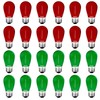 S14 Colored LED String Light Bulbs, 24-Pack 1W Plastic Shatterproof