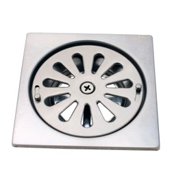 Stainless Steel Floor Drain, 3 1/2" Tile-Square, with Vent-Off Switch - by PlumbUSA