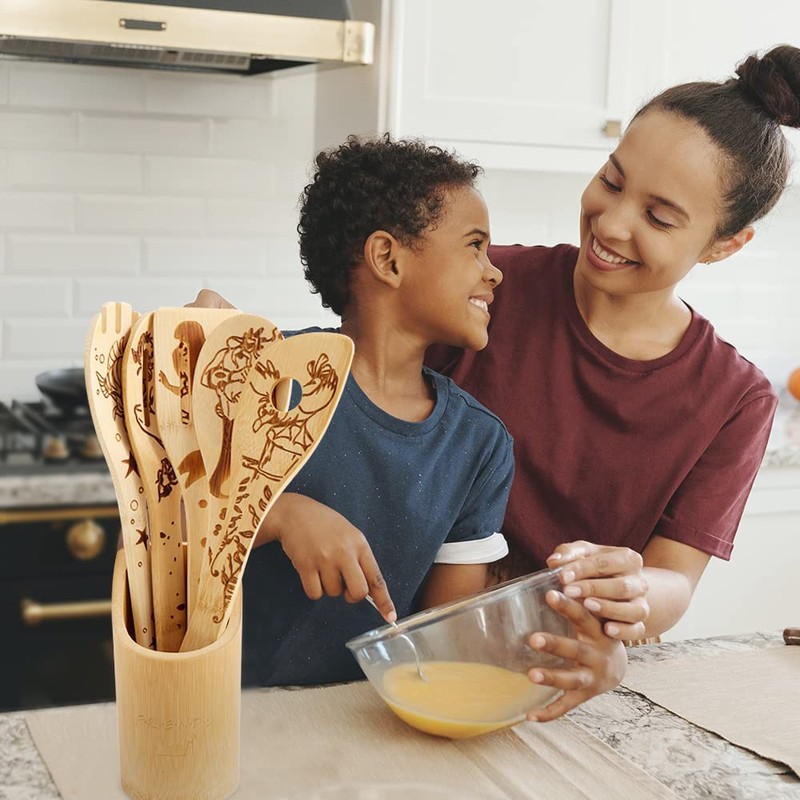 The Little Mermaid Organic Bamboo Spoon for Cooking, Burnt Kitchen