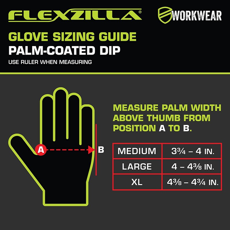 Flexzilla GC240L Crinkle Latex Dip, Gray/ZillaGreen, L Garden Gloves