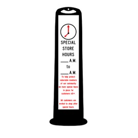 Cortina TrailBlazer Veritical Panel with "Special Store Hours" Customizeable with Permanent Marker, 03-768BLK-SSH, Black with White Messaging Area