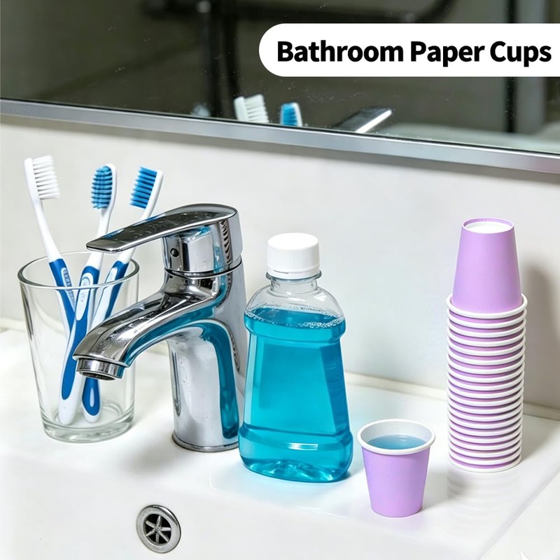 Mnuizu 50 Pack 3 Oz Bathroom Cups, Disposable Paper Cups,