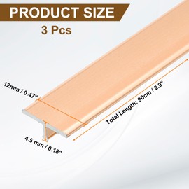 uxcell 3Pcs 2.9ft x 0.47" t Molding Floor Transition Strips, Aluminium Alloy Vinyl Flooring Gap Trim for Joining Laminate Planks Tiles Floor Gaps, Rose Gold