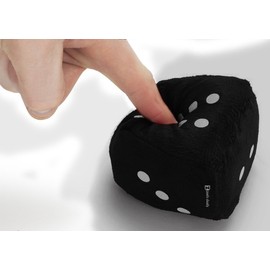 Zento Deals Pair of 3 Inch Square Black Hanging Fuzzy Dice with White Dots