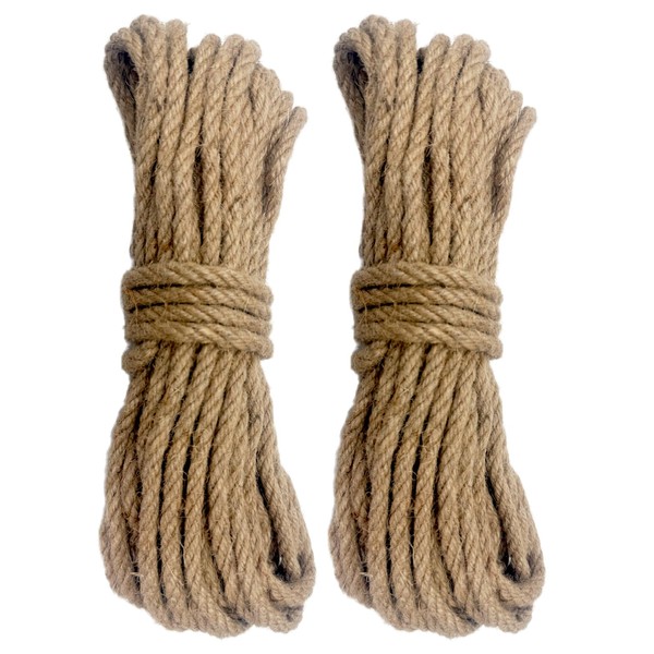 2 Pack Jute Rope 50 Feet x 5/16 Inch (8mm)