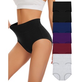 Sunm Boutique Women's Underwear Cotton High Waisted Underwear Full Coverage Panties Briefs Plus Size 3/4/5/7 Pack