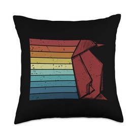 Easy Best Origami Crane Paper Gifts For Beginners Retro Owl Paper Crane Folding Master Origami Throw Pillow, 18x18, Multicolor