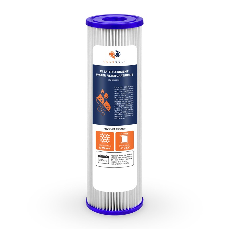 Aquaboon 20 Micron Pleated Sediment Filter Cartridge 10" x 2.5"
