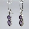 Amber America Facetted Oval Drop Purple AMETHYST Leverback Earrings 925