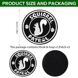 Mabor 2Pcs Squirrel Patrol Patch Funny Hook and Loop Patch Embroidered Cute Animal Meme Patches for Dog Vest Dog Harness Backpack Gym Bags Hats Helmets