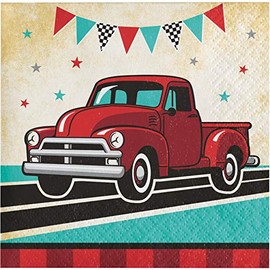 Vintage Red Truck Beverage Napkins, 16 ct