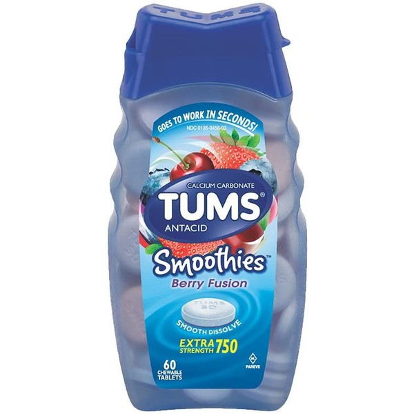 TUMS Smoothies Berry XStrength Antacid Chews, 60Ct