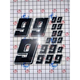 Unbranded Matte Black-w/White Outline Black Shadow #9's  Racing Numbers   1/10-1/12 L3