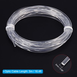 PATIKIL 2mm 5m PMMA Side Glow Fiber Optic Cable Kit, with LED Illuminator 12V 0.1W Testing Light Source Decoration for Home DIY Lighting
