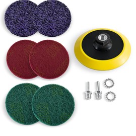 LINE10 Tools 5-Inch Metal Stripping Surface Condition Kit for Angle Grinder w Drill Adapter, Quick Strip Discs, Paint Remover for Metal, Rust Cleaner Scour Scrub Pads Red Green Non-Woven Scotch Discs