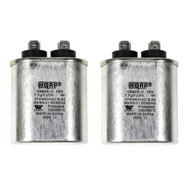 HQRP 2-Pack 7.5uF 370V-440V Run Capacitor AC Electric Motor Start HVAC Blower Compressor Pump Generator 7.5MFD CBB65, UL Listed