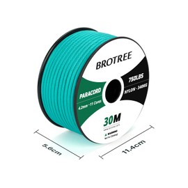 BROTREE Paracord 750lb 4.2mm 30M 100% Nylon Rope 11 Strands Parachute Cord Type IV for Survival, Outdoor and DIY - 340kg Breaking Load (Turquoise)