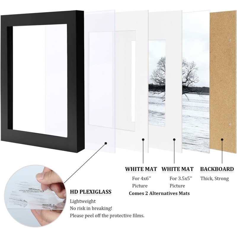 Egofine 5x7 Picture Frame Made of Solid Wood, Display Pictures