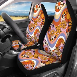 Belidome 4 Pcs Daisy Flower Car Seat Covers Full Set for Men and Women