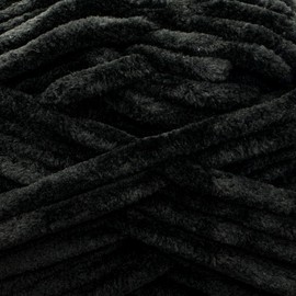 Buvemu Cuddly Velvet Chenille Yarn, Super Soft Fluffy Bulky for Knitting Crocheting Crafting Blanket Amigurumi, Durable for Shedding, 100 Gram (3.53 Ounces) 109 Yards (100 Meters) (Black) (3 Skeins)