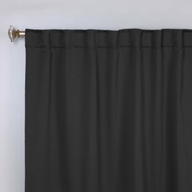 Superior Blackout Curtains, Room Darkening, Bedroom, Drapes, Kitchen, Living Room Window Accents, Sun Blocking, Thermal, 2 Pack, Solid Blackout Back Tab Curtains, Set of 2, 26" x 84", Black