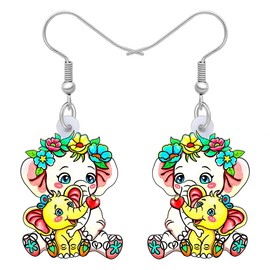BAMAY Acrylic Cute Mothers Day Animals Earrings Elephant Rabbit Dangle Mothers Day Gifts for Women Charms Jewelry (Yellow)