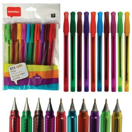 NATARAJ Joi Fine MULTICOLOURED Ballpoint Pens Write Draw Mark Sketch (10 x 0.7mm Colour Ball Pens + 1 x ZOFAX Black Ball Pen)