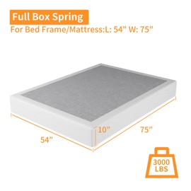 Seiugaga Box Spring Full Size Bed 10 Inch - Heavy Duty Box Spring Mattress Foundation Metal Bed Base with Fabric Cover, Noise Free Easy Assembly Non Slip/Non-Slip/Easy Assembly