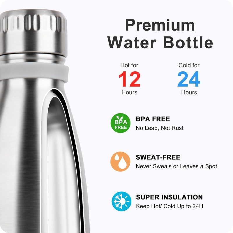 Mollcity 9 oz Water Bottle for Kids-Stainless Steel Vacuum Insulated