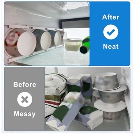 Yoghurt Organiser for Fridge, Yoghurt Holder for Fridge, Yoghurt Fridge Slider for Peel and Stick, Sliding Shelf for 4 Yogurts of 9.5 cm, Pack of 1