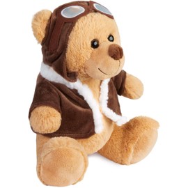BRUBAKER Teddy Bear Pilot with Vintage Aviator Glasses - Brown - 10 Inches Cuddly Toy in Uniform - Military Plush Bear