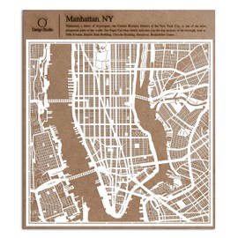 Manhattan, NY. Paper Cut Map by O3 Design Studio White 12x12 inches Paper Art