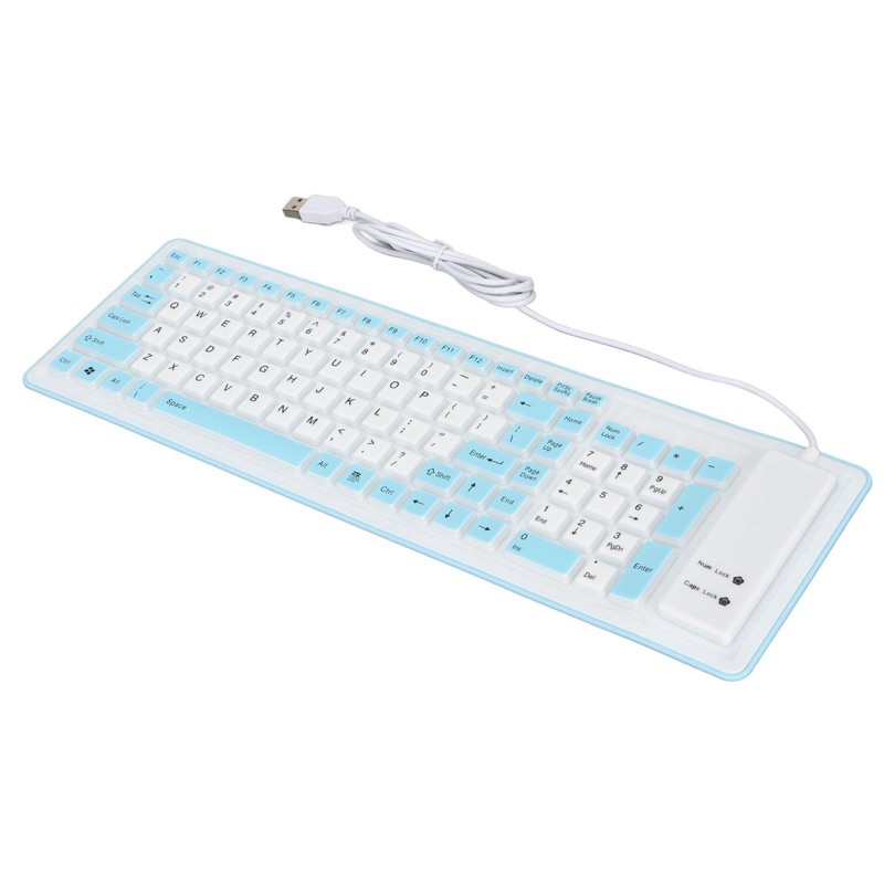 Foldable Silicone Keyboard 103 Keys USB Wired Silicon Foldable Waterproof