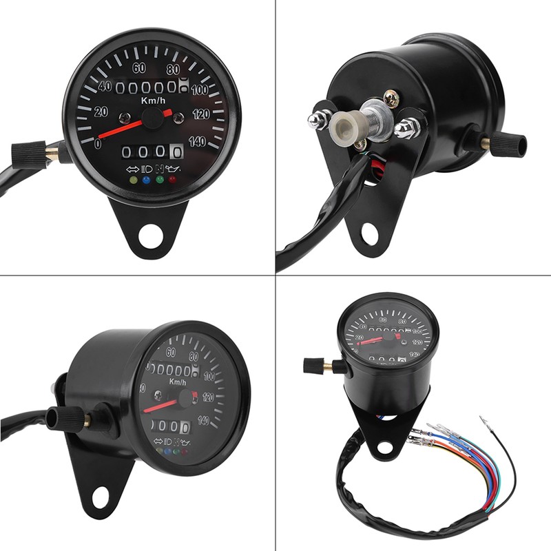 60mm Black Motorcycle Odometer Speedometer Gauge with indicator