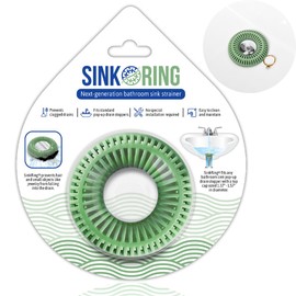 Bathroom Sink Hair Catcher for Pop-Up Drain – SinkRing 1.57" Precision Strainer for Bathroom Sink Drains | Clog-Free Hair Trap for Contacts, Earrings, Jewelry | No Suction or Screws – Sage Green