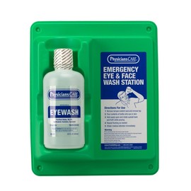 PhysiciansCare Wall-Mountable Eyewash Station with Single Bottle of Eye Wash Solution, 32 oz