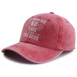 Gsspvii It Took Me 60 Years to Look This Good Hat for Women Men, Funny Adjustable Embroidery 60th Birthday Baseball Cap, 60th Embroidery Red, One Size