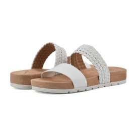 CLIFFS BY WHITE MOUNTAIN Women's Tactful Double Strap Slide Sandal, White/Smooth, 8 M