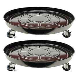 Choclaif Plant Caddy with Wheels, 2 Pack Black Heavy Duty Plant Stand with Universal Wheels, Round Pot Trolley for Indoor Outdoor (20)